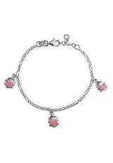 lovely little pink enamel ladybugs baby charm bracelet